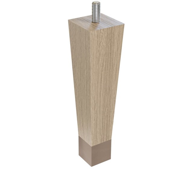 Designs Of Distinction 6" Square Tapered Leg with bolt and 1" Flat Black Ferrule - White Oak 01241006WKWR6 - main